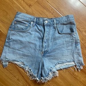 AGolde Dee High Waist Shorts 28 light wash button fly